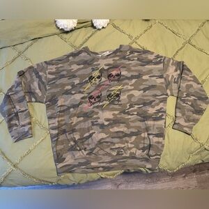 Lightning Skull Camo Long Sleeve Shirt